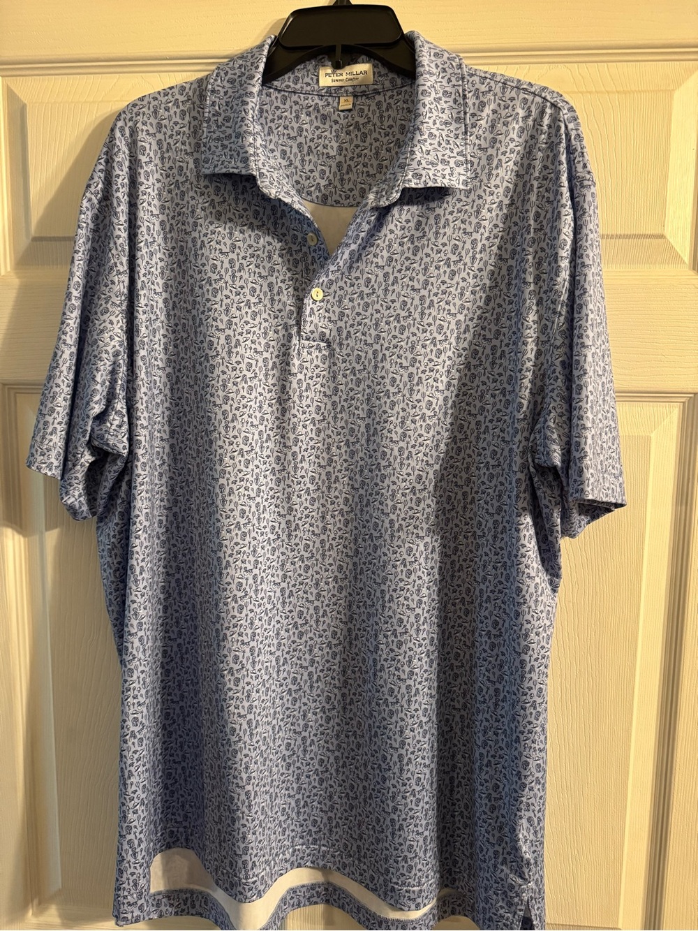Peter Millar Light Blue Microprint Polo Shirt